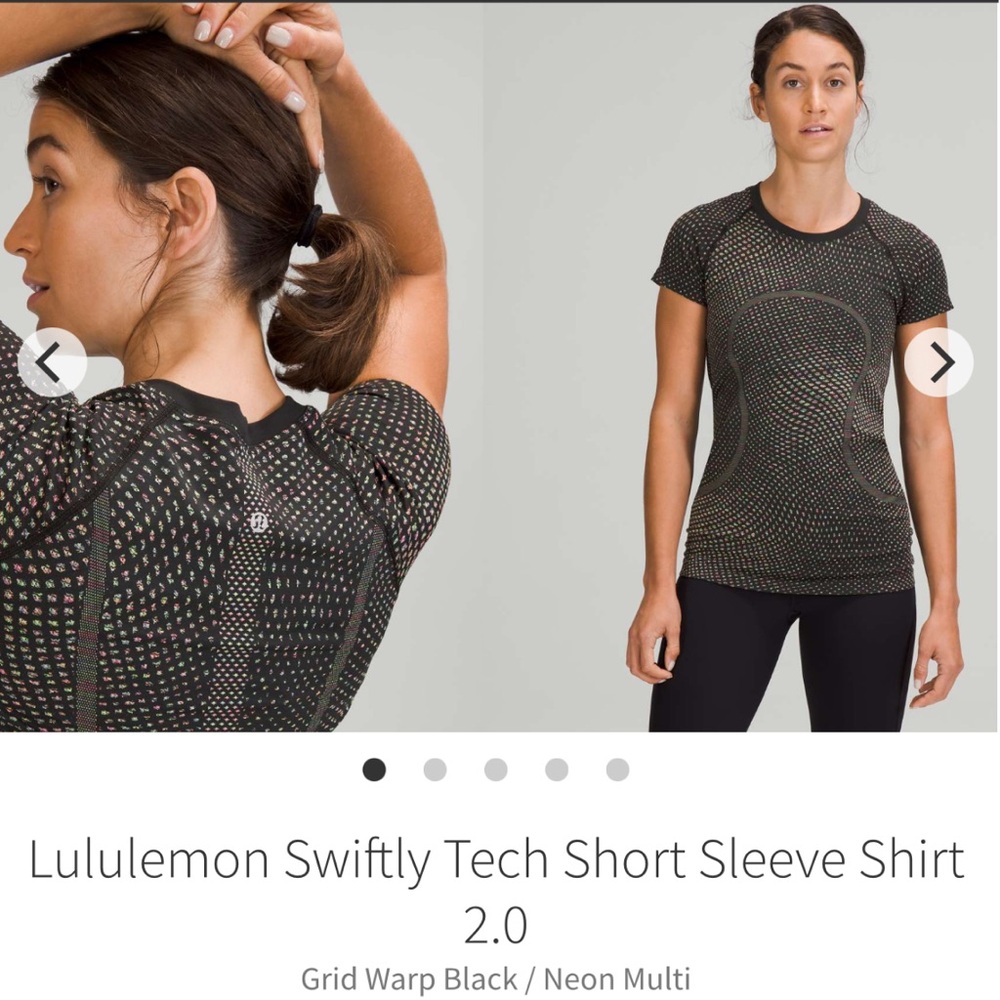 Lululemon Swiftly Tech SS shirt sz-2 Black and Neon Multi Short Sleeve Top